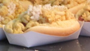Camden Yards food crab mac and cheese dog