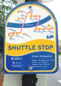 get to great american southbank shuttle sign