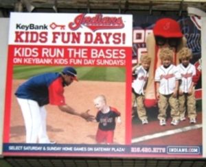 progressive field with kids run the bases