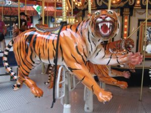 comerica park with kids carousel