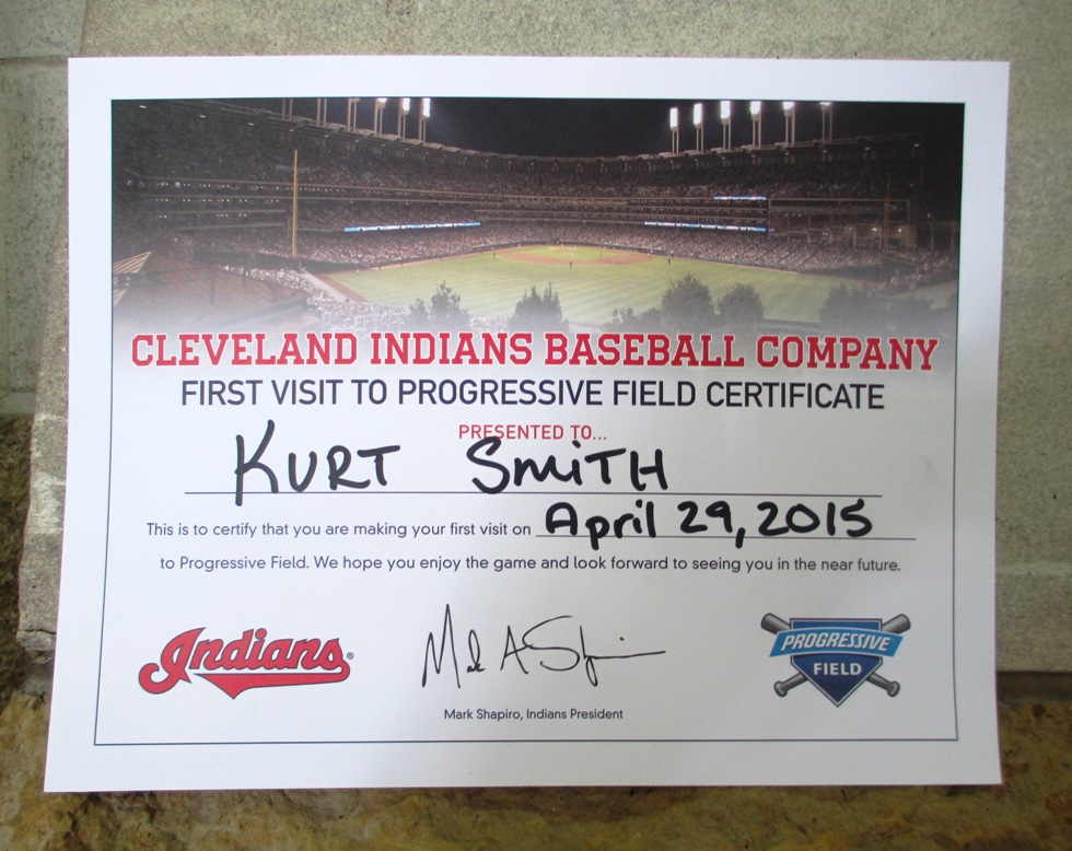 cleveland guardians first game certificate