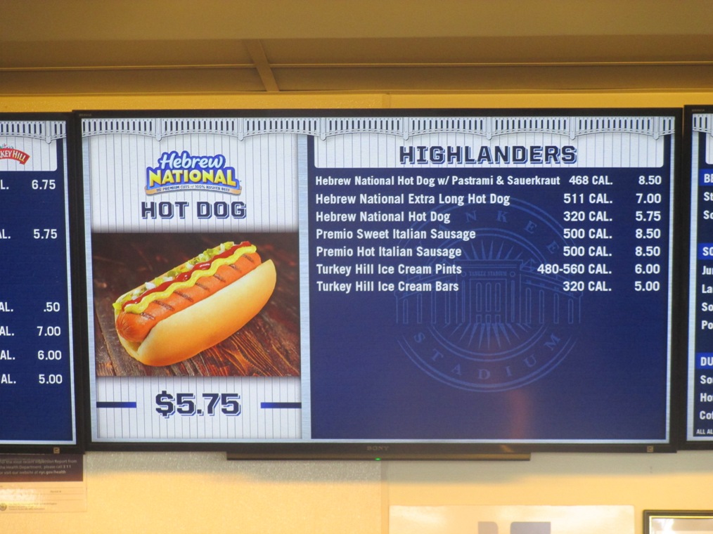 yankee stadium food kosher hot dogs