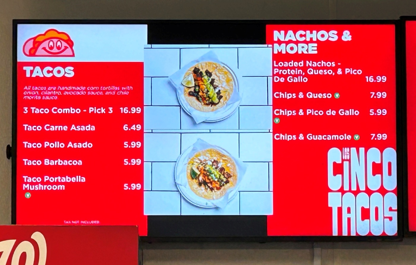 nationals park food menu los cinco tacos